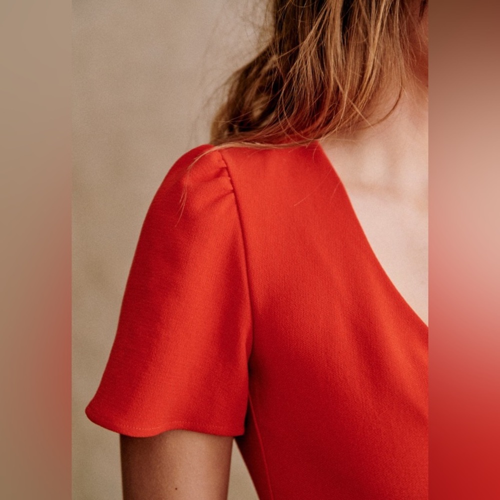 Sézane Robe Ophelia Dress in Coral FR 40 / US 8 - Picture 3 of 16